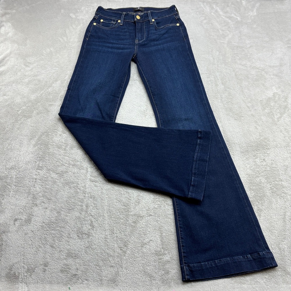 7 For All Mankind Dojo Jeans Women 26 Dark Wash Tailorless Wide Leg Boho Trouser